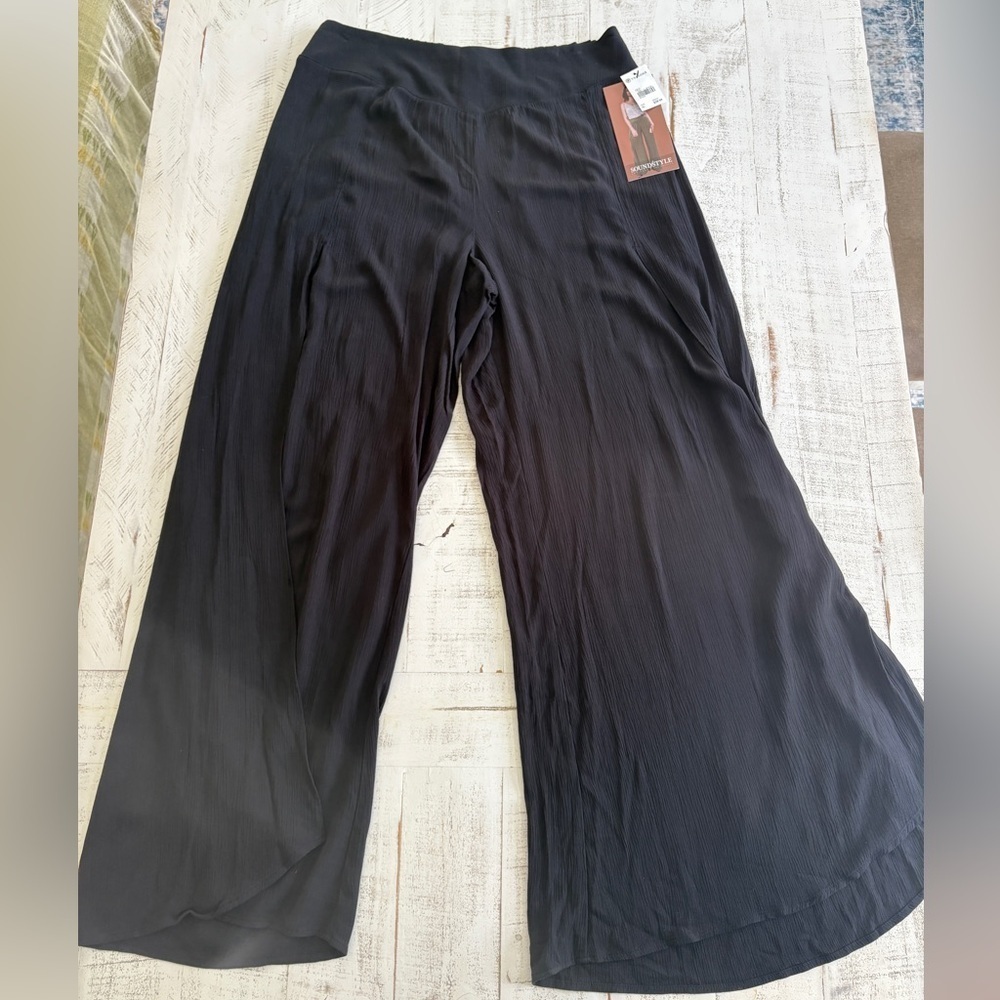 Versona Black Wide Leg Pants Flowing Comfort - Picture 2 of 9
